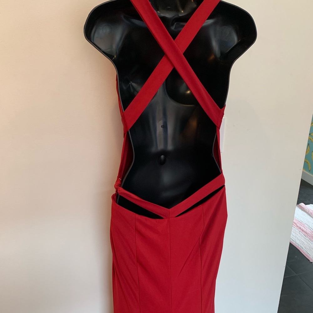 Red, Sexy, Low-cut, Backless Formal Dress.